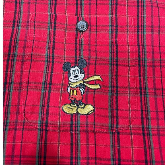 Vintage Disney Store Mens Size L Winter Red Button Up Shirt Mickey Mouse - Picture 4 of 12